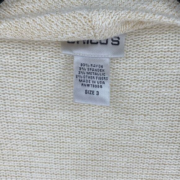 Chico’s Women’s Open Front Shark Bite Hemline Knit Cardigan Duster size 2 - Picture 2 of 3